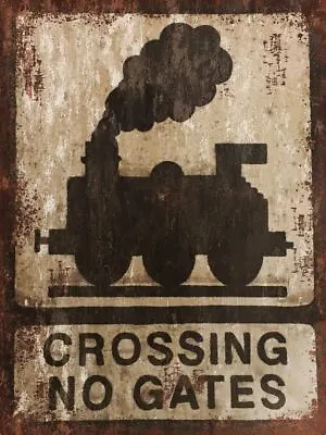 Railway Crossing No Gates Warning Sign Vintage Style Metal Sign For Garage Shed • £4.99