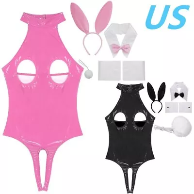 US Women Sexy Bunny Girl Cosplay Costume Naughty Rabbit Dress Up Lingerie Set • $17.57