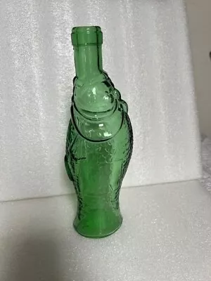 Vintage Green Glass Fish Shaped Bottle Decanter 10  Italian Wine Bottle-#G90 • $18