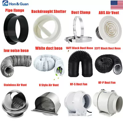 Hon&Guan Duct Fan Pipe Flange Air Vent Duct Hose Pipe Clips Backdraft Damper US • $11.35