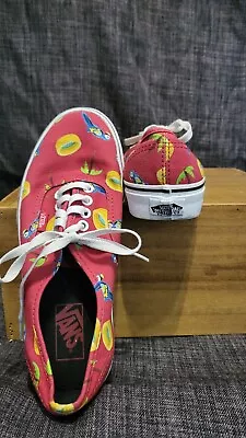 Vans -Dark Red With Cartoon Parrot And Kiddie Pool Design - Size 7 Women/8.5 Men • $0.99