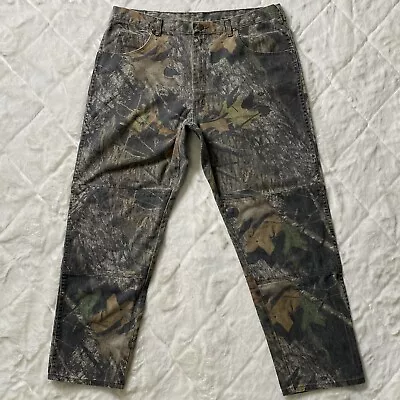 Vintage Wrangler Mens 40x32 Mossy Oak Break Up Camo Jeans Pants Double Knee • $29.99