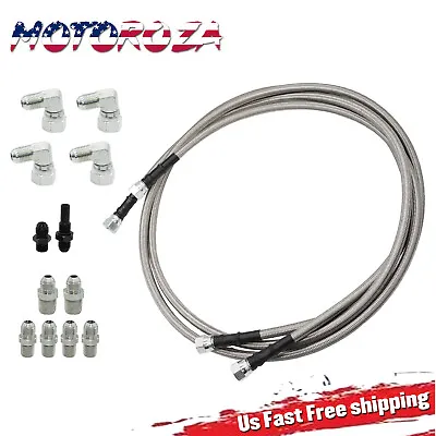 SS Braided Transmission Cool Hoses Lines Kit For Chevy Ford TH350 700R4 TH400  • $43.65