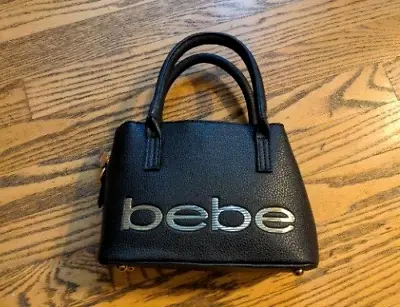 Bebe Black Pebble Bag With Gold Logo • $24.99