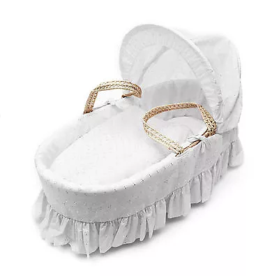 £22.99 • Buy White Broderie Anglaise Moses Basket Bedding Set 4 Piece Dressing Liner For Crib