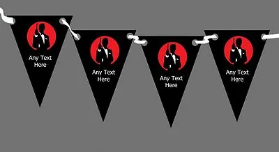 James Bond Red Black Personalised Birthday Party Bunting • £8.49