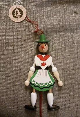 German Handcrafted Wooden Puppet. Arms And Legs Move. Ornament Brand New. Bxb • $11.50