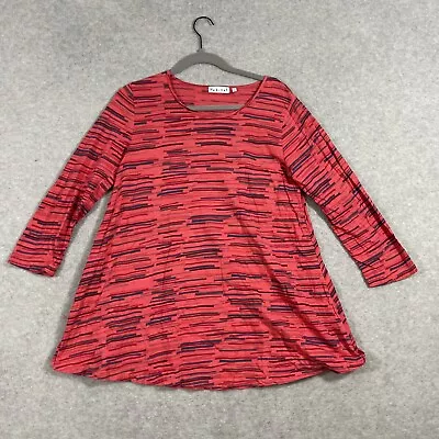 Habitat Clothes To Live In Womens Size S 3/4 Sleeve Swing T-Shirt Tee Red Print • $18.04