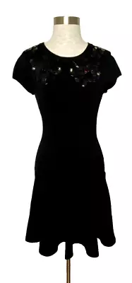 Diane Von Furstenberg DVF LBD Renee Embellished Black Dress Size S Quiet Luxury • $54.99
