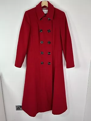 WINDSMOOR Red Wool Cashmere Blend Long Coat Jacket - Size UK 10 Military Relaxed • $124.32