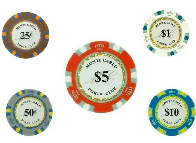 CASH GAME Monte Carlo Poker Chips Bulk - Perfect Breakout For .25/.50 Blinds NEW • $149.99