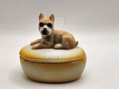 Vintage Trinket Box Boxer Dog  Ceramic Price Products Lidded 3.25  • $15.97