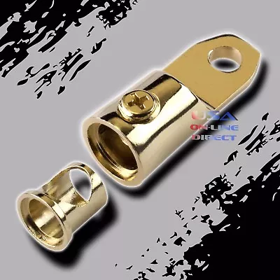 2pc Gold Plated 0/2 AWG Gauge Ring Terminal W/ Adapters Audio 12v Battery Marine • $11.85