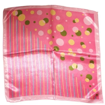 Pink Bubbles Retro Headscarf Neckerchief Hair Cover Poly Satin Wavy Lines NEW • £2.52