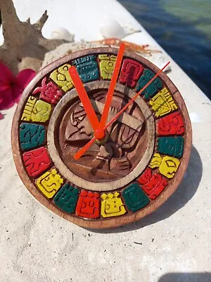 Mayan Calendar Handcarved Wooden Wall Clock From Artesania Mexicana Small 5inch • $64.99