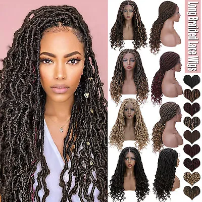 Women Long Ombre Brown Blonde Dreadlock Braided Lace Wig Twist Crochet Braiding • £75.89