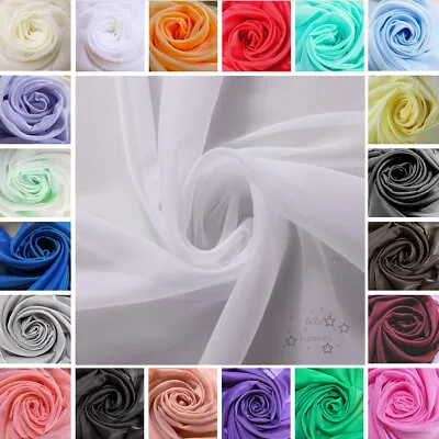  Voile Fabric By The Meter 150cm Wide Event Ceiling Drapes 20 Colors  • £2.10