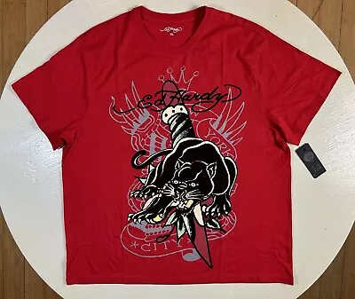 Ed Hardy Black Panther Dragon & Dagger NYC Red SS T-Shirt Men’s Size XL NEW • $29.95