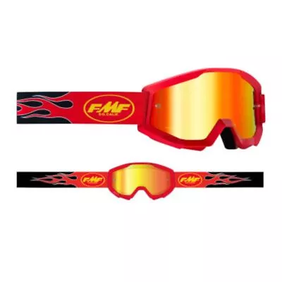 FMF - Youth PowerCore Flame Red Anti Fog Lens Black Strap Motocross Gear Goggle • $19.50