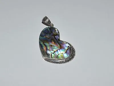 Sterling Silver And Abalone Shell Heart Pendant • $39.99