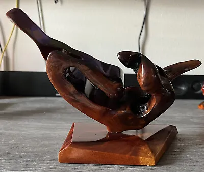 Modern Abstract Mahogany Sculpture By Reggie Medford. Beach Coastal • $50