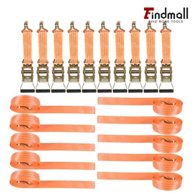 Findmall 1.5  X 15' Ratchet Straps J Hook 4000-lbs Heavy Duty Tie Downs 10 Pack • $48.59