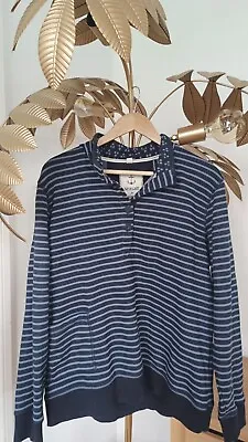 Seasalt Striped Nautical Button Up Sailor Organic Cotton Sweater Jumper Size 16 • £13.37