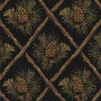 Pinecone Upholstery Fabric Mountain Lodge Cabin Rustic Bears Tapestry Chenille • $36.95