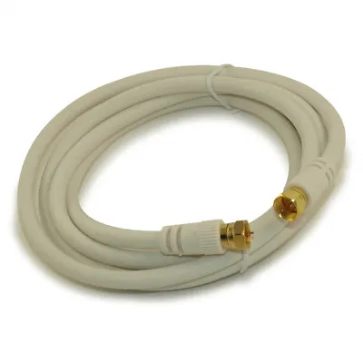 6ft RG6 QUAD SHIELD HI-BANDWIDTH Coax Cable F-type Gold Plated WHITE • $3.38