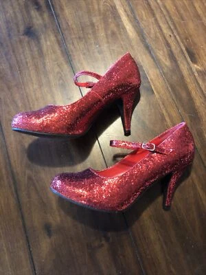 £35.78 • Buy Red Ruby Slippers Dorothy Wizard Of Oz Glinda Costume Heels Shoes Woman’s 9-10