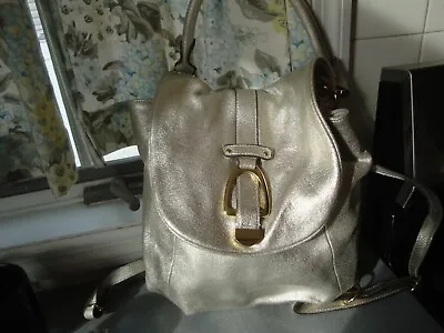 Nwot G.i.l.i Silver Metallic Shimmery Leather Large Handbag Backpack 12 X 13 • $97.20