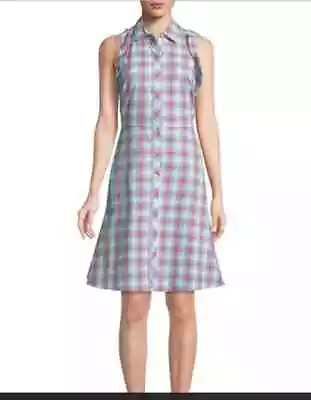 Kate Spade New York Blue & Pink Madras Poplin Shirt Dress Size 4 • $48.60