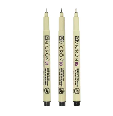 Sakura Pigma Micron Pen Set 3-Pens .25 .35 .45 • $13.99