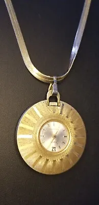Vintage Sheffield Pendant Necklace Watch Women Swiss Made Gold Tone Manual Wind • $9.99