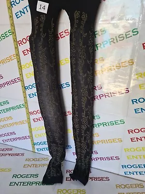 £2.50 • Buy Pair Black Patterned Opaque Adult Printed Fashion Footless Tights Large Choice