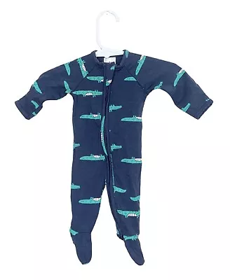 TARGET Baby Blue Green Crocodile Full Zip Newborn One Piece Romper Size 0000 • $12.50