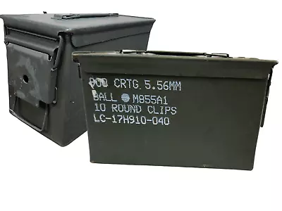 Used 2 Pack Of U.S. G.I. M2A1 50 Cal Metal Ammo Can 5.56MM Box *mocinc.1982* • $35.98