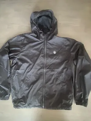 Volcom Men Jacket XXL Black Windbreaker Ermont Hooded Water Resistant Full Zip • $27