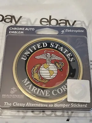 U.S. Marine Corps Seal Chrome Auto Emblem Elektroplate Decal Nip • $25