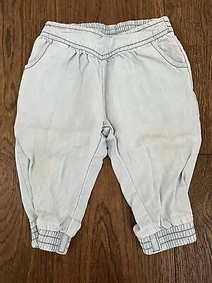 Country Road Baby Girls Size 0 Blue Harem Pants Jeans 6-12 Months Excellent Cond • $8