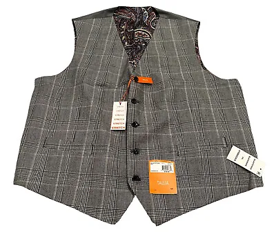 NEW Tallia  Mens Slim-Fit Plaid Suit Vest Blac/White Size XXL 2XL NWT FREE Ship • $17.49