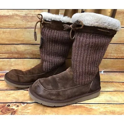 UGG Suburb Crochet Knit Brown Suede Boots 5124 Womens 10 (m6w) • $34.99