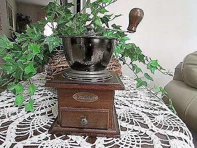 Vintage Mr. Dudley Int'l Hand Crank Coffee Grinder Coffee Mill Wood And Metal • $23.40