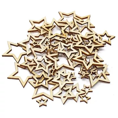 Cut Out Star Plain Wooden Shabby Chic Craft Scrapbook Vintage Confetti Mix Size • £5.99