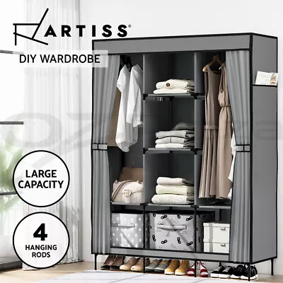 Artiss Clothes Wardrobe Closet Storage Large Portable Organiser With Shelf Grey • $36.95