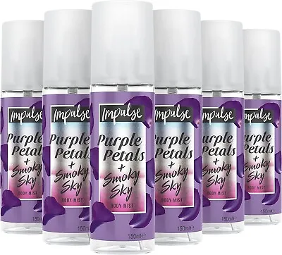 Impulse Body Mist Purple Petals + Smoky Sky Fragrance Spray Pack Of 6 150ml • £16.79