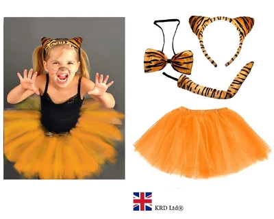 £3.49 • Buy Tiger Tutu Costume Kids Ladies Fancy Dress Halloween Animal Accessory Set NEW UK