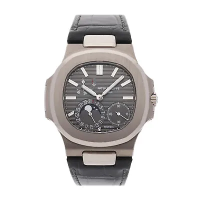 Patek Philippe Nautilus Moon  Tiffany & Co.  White Gold Auto Men Watch 5712G-001 • $124950