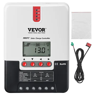VEVOR MPPT Solar Charge Controller 20 Amp 12V / 24V Auto Solar Panel Controller • $64.99