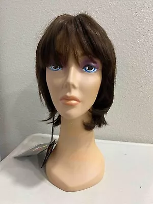 Short Straight Longer Bob Bangs Monofilament Full Human Hair Wig - Coral • $65.99